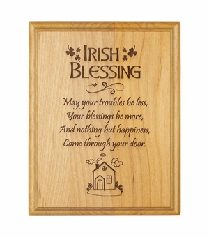 7 x 9 Inch Engraved "Irish Blessing" Genuine Alder Wood Wall or Table Decor Art
