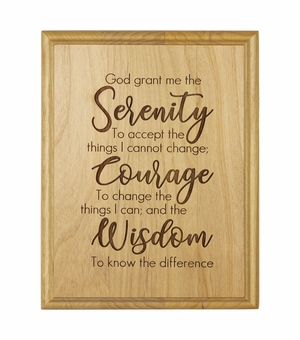 7 x 9 Inch Engraved "Serenity Prayer" Genuine Alder Wood Wall or Table Decor Art