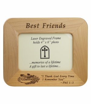 8-1/2 x 6-1/2 Inch Maple Wood Best Friends Photo Frame 