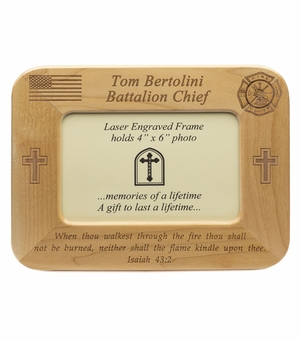 8-1/2 X 6-1/2 Inch Maple Wood Frame for Fire Fighter