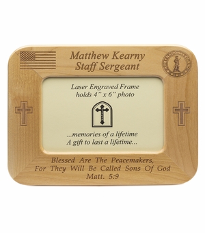 8-1/2 X 6-1/2 Inch Maple Wood Frame for U.S. Army National Guard