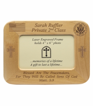 8-1/2 X 6-1/2 Inch Maple Wood Frame for United States Army
