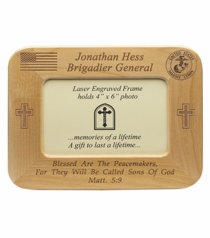 8-1/2 X 6-1/2 Inch Maple Wood Frame for United States Marine Corps.