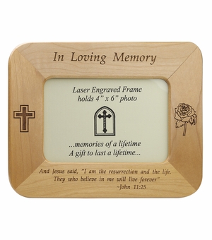 8-1/2 x 6-1/2 Inch Maple Wood In Loving Memory Photo Frame 