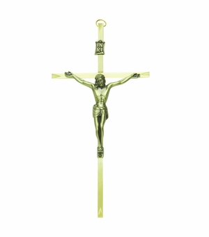 8 Inch Engraved Brass Wall Crucifix