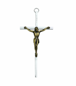 8 Inch Silver Plated Metal Crucifix