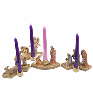 8 Piece Wood Finished Advent Wreath Nativity Set