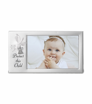 8 x 4-1/2 Inch Silver Metal "Protect This Child" Photo Frame