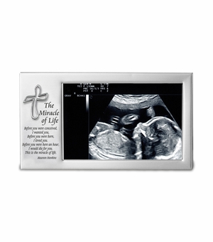8 x 4-1/2 Inch Silver Metal "The Miracle of Life" Photo Frame