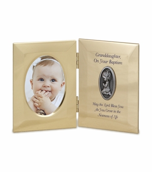 8 x 5 Inch Gold Metal Granddaughter Baptism Photo Frame