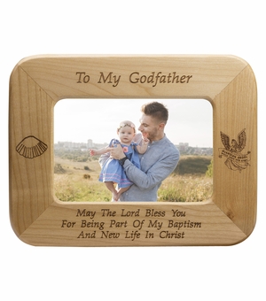 8 x 6-1/2 Inch Maple Wood Godfather Baptism Photo Frame