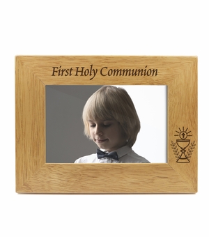 9-1/8 x 7-1/8 Inch Hardwood Personalized First Communion Photo Frame-Holds 4 x 6 Inch Photo