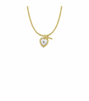 9/16 Inch 18KT Gold Plated Over Sterling Silver Mustard Seed Heart and Cross Necklace