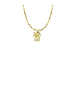 9/16 Inch 18KT Gold Plated Over Sterling Silver Mustard Seed Passage Plate and Heart Necklace