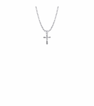 9/16 Inch Sterling Silver Baby Tube Crucifix Necklace