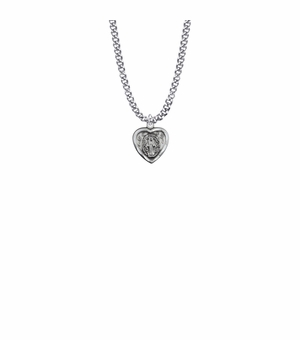9/16 Inch Sterling Silver Heart  Shaped Miraculous Medal