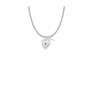9/16 Inch Sterling Silver Mustard Seed Heart and Cross Necklace