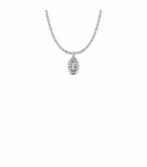 9/16 Inch Sterling Silver Oval Miraculous Medal