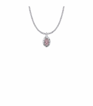 9/16 Inch Sterling Silver Oval Pink Enamel Miraculous Medal