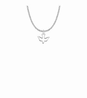 9/16 Inch Sterling Silver Pierced Outline Dove Necklace