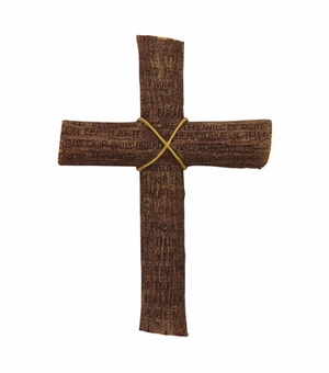 9" Resin Cross Inscribed w/Our Father Prayer