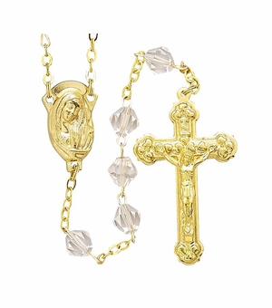 Crystal Tin Cut Beads Rosary