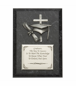 Personalized 5"x7" Wood Plaque With Fine Pewter Graduation Casting