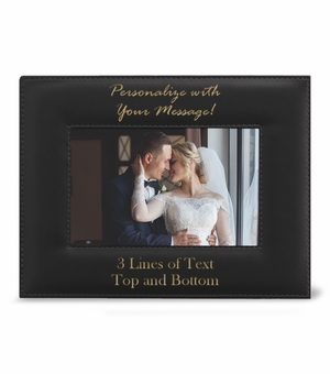 Personalized Black Leatherette Photo Frame (Horizontal)