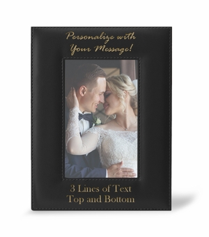 Personalized Black Leatherette Photo Frame (Vertical)