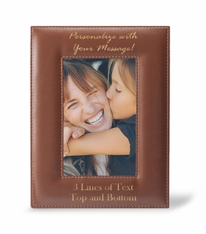Personalized Brown Leatherette Photo Frame (Vertical)