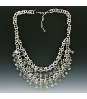 Rhodium Bib Necklace with Swarovski Crystals