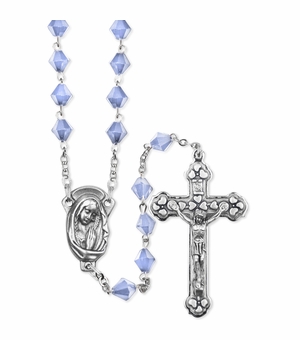 Sapphire Crystal Tin Cut Bead Rosary