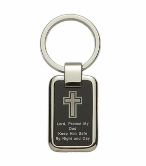 Silver Plated Dad Key Chain with Cross