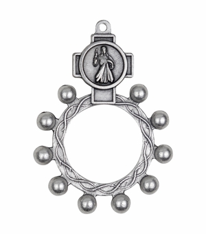 Silver Plated Divine Mercy Rosary Ring/Finger Rosary