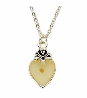 Silver Plated Heart Necklace with Mustard Seed