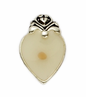 Silver Plated Heart Pin with Mustard Seed