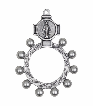 Silver Plated Miraculous Rosary Ring/Finger Rosary