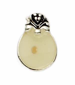 Silver Plated Round Pin with Mustard Seed