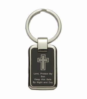 Silver Plated Son Key Chain with Cross
