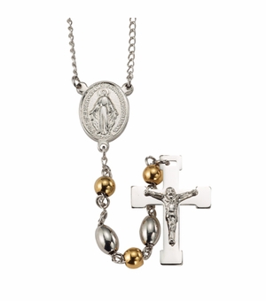 Stainless Steel Two-Tone Beaded Rosary
