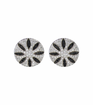 Sterling Silver Black & White Crystal CZ Earrings