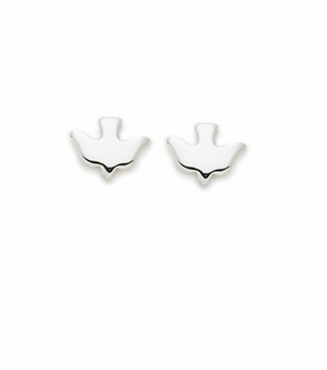 Sterling Silver Plain Dove Ear Post Earrings